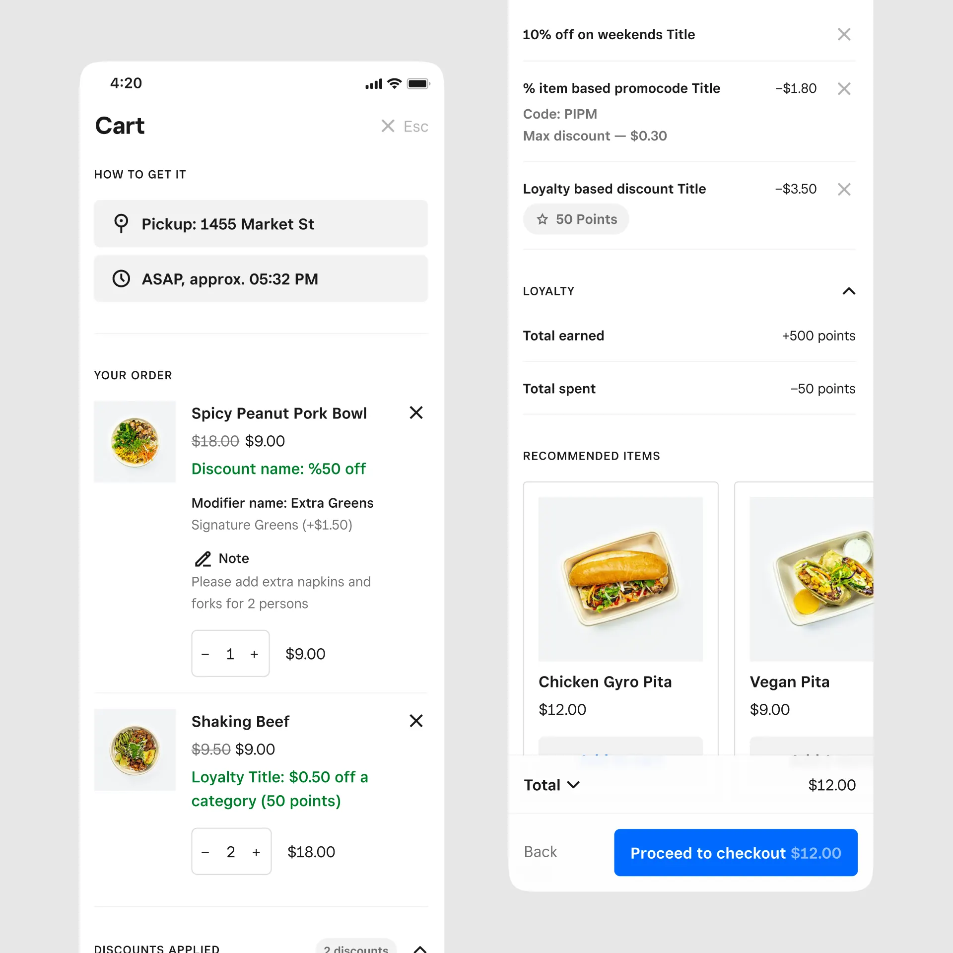 Checkout mobile — step 1